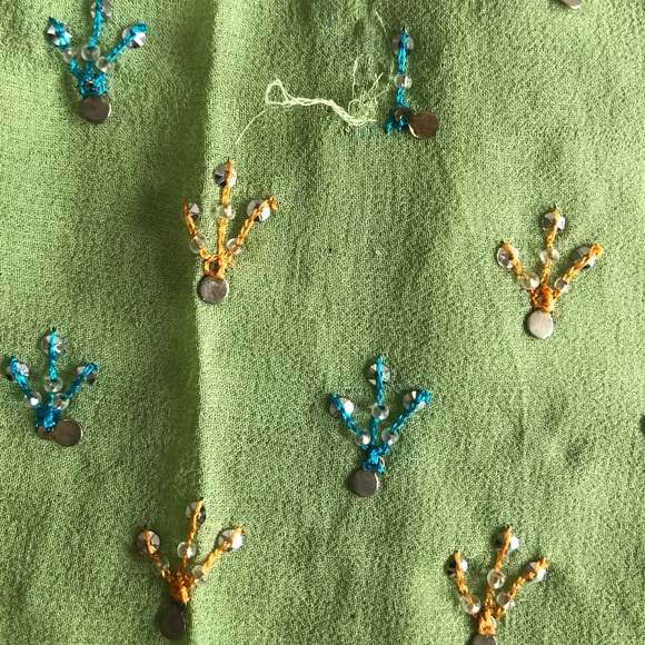 Georgette saree in pistachio green Vintage [firm] - Picture 8 of 15